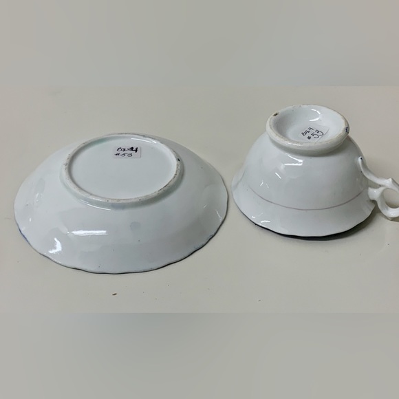 19th Century Antique Gaudy Welsh Feather Pattern Cup & Saucer Tea Set - Picture 6 of 16